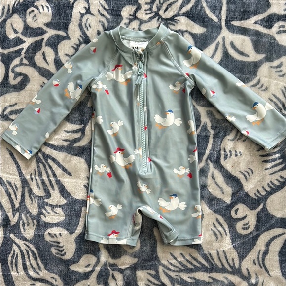 UV kids 3-6 months Seagull Print Baby Swimsuit / swim guard - Picture 1 of 5
